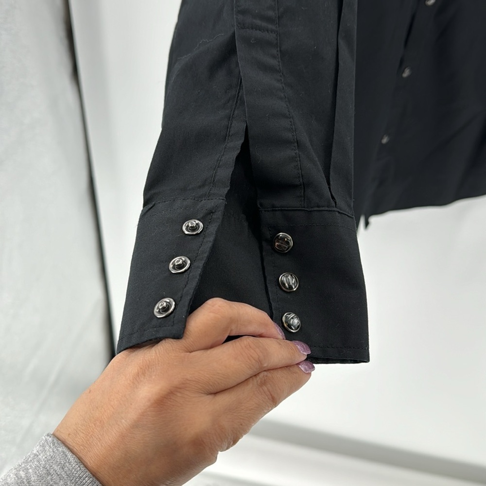 Gibson Basic Solid Long Sleeve Pearl Snap Western… - image 5